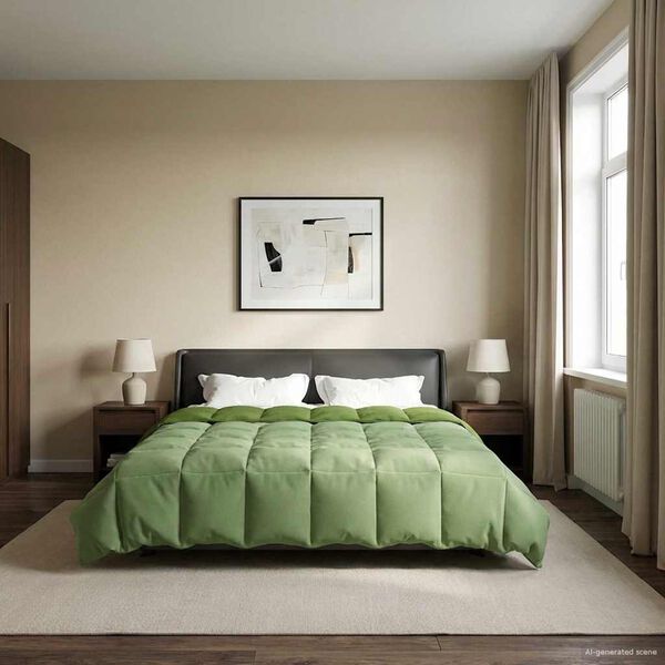 vidaXL Full &aring;r dyne Quilted gr&oslash;nn 240 x 260 cm Mikrofiber