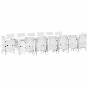 vidaXL Hage Spisegruppe 15 stk. Hvit Polt rattan