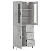 vidaXL Highboard betonggr&aring; 69,5x34x180 cm konstruert tre