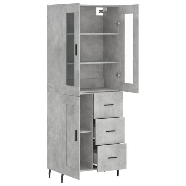 vidaXL Highboard betonggr&aring; 69,5x34x180 cm konstruert tre