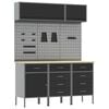 vidaXL Sett med arbeidskabinetter med skuff med lagring 8 pcs Svart