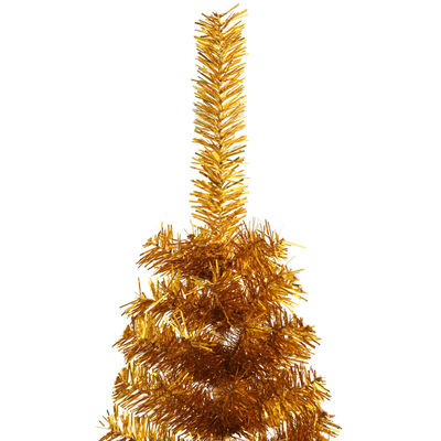vidaXL Kunstig halvt juletre med stativ gull 180 cm PET