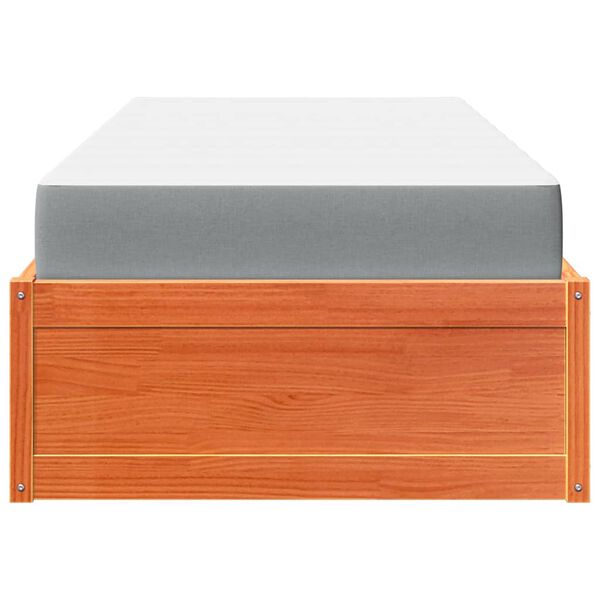 vidaXL Seng med madrass voksbrun 100x200 cm heltre furu