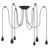 vidaXL Pendellampe med 6 lampeholdere E27 svart metal