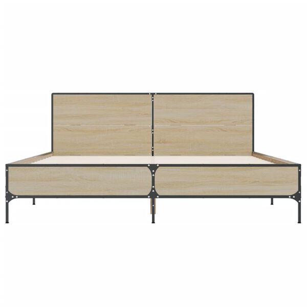 vidaXL Sengeramme sonoma eik 120x190 cm konstruert tre og metall