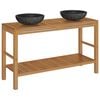 vidaXL Baderomshylle heltre teak med vasker marmor svart