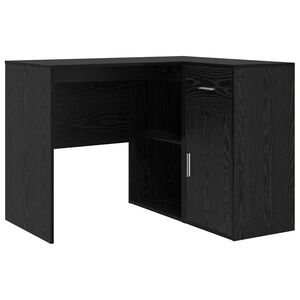 vidaXL Hj&oslash;rneskrivebord med skuff med hylle Svart Eik 102 x 88 x 75 cm