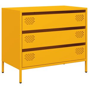 vidaXL Skjenk sennepsgul 68x39x58,5 cm kaldvalset st&aring;l