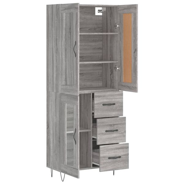 vidaXL Highboard gr&aring; sonoma 69,5x34x180 cm konstruert tre