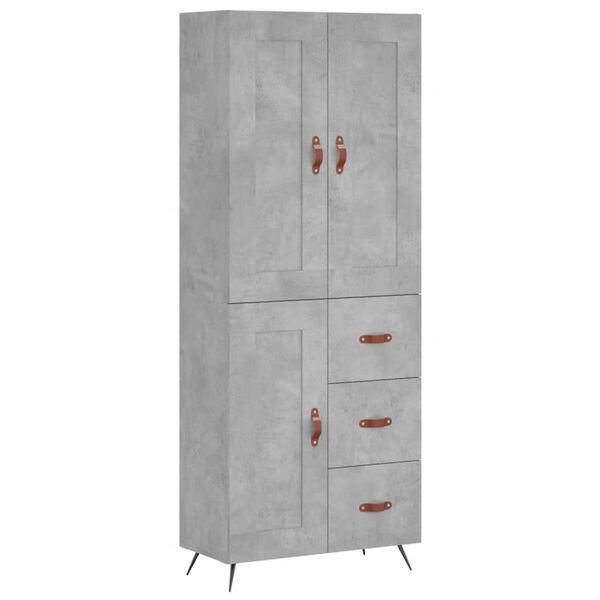 vidaXL Highboard betonggr&aring; 69,5x34x180 cm konstruert tre