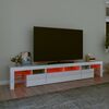vidaXL TV-benk med LED-lys h&oslash;yglans hvit 230x36,5x40 cm