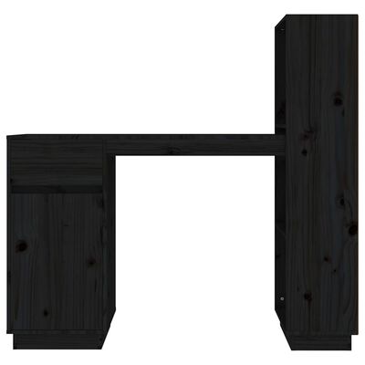vidaXL Skrivebord svart 110x53x117 cm heltre furu
