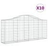vidaXL Gabionkurver buede 10 stk 200x30x80/100 cm galvanisert jern