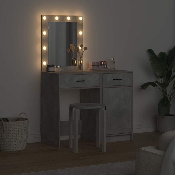 vidaXL Sminkebord med skuff 2 pcs Gr&aring; 50 x 41 x 135 cm Konstruert tre