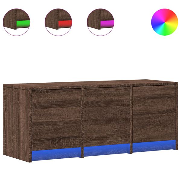 vidaXL TV-benk med LED brun eik 97x34x40 cm konstruert tre