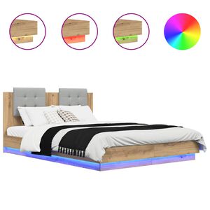 vidaXL Sengestamme med hodegatt Artisan Eik 120 x 200 cm