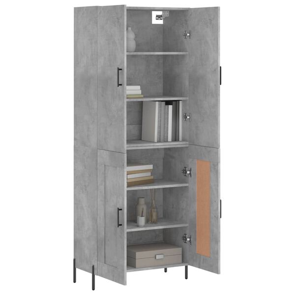 vidaXL Highboard betonggr&aring; 69,5x34x180 cm konstruert tre