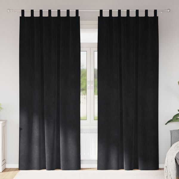 vidaXL Blendingsgardiner 2 pcs Svart 140 x 245 cm Fl&oslash;yel