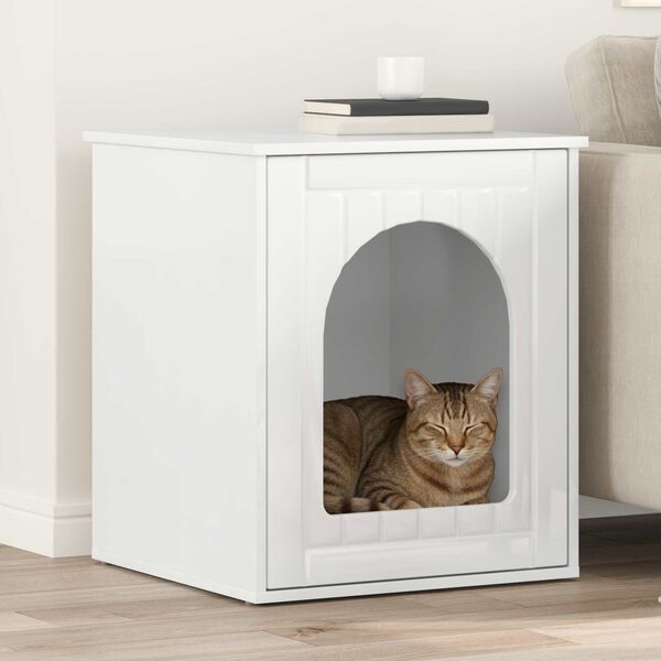vidaXL Katt Hus Glanset Hvit 53 x 52 x 62 cm Konstruert tre