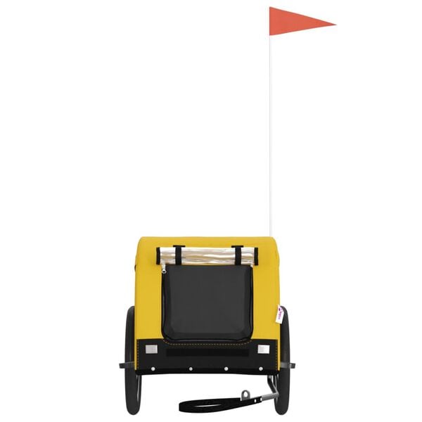 vidaXL Kjæledyrsykkelhenger gul og svart oxfordstoff og jern