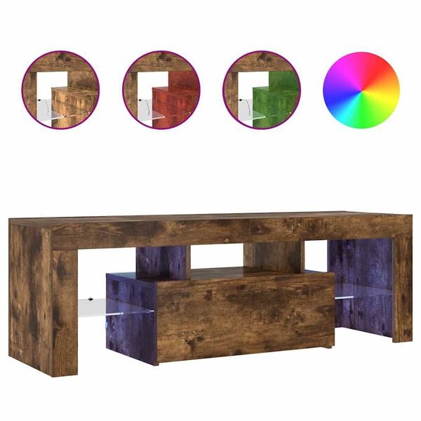 vidaXL TV-benk med LED-lys r&oslash;kt eik 120x35x40 cm