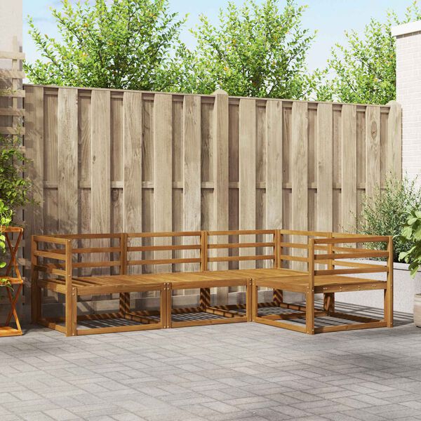 vidaXL Utend&oslash;rs sofa-sett 4 pcs Naturlig Solid akasietre