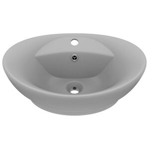 vidaXL Luksuri&oslash;s servant med overl&oslash;p oval lysegr&aring; 58,5x39 cm keramisk