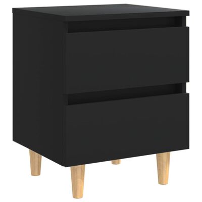 vidaXL Nattbord med heltre furuben svart 40x35x50 cm