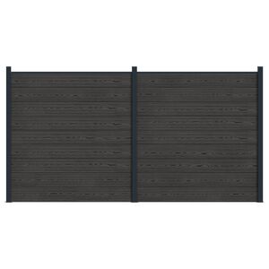 vidaXL Gjerdesett 2 pcs 353 x 186 cm WPC og Aluminium Svart