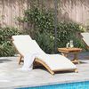 vidaXL Solstol med pute Kremhvit 188 x 55 x 59 cm Heltre teak