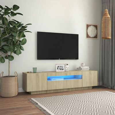 vidaXL TV-benk med LED-lys sonoma eik 160x35x40 cm