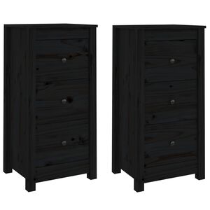 vidaXL Skjenker 2 stk svart 40x35x80 cm heltre furu