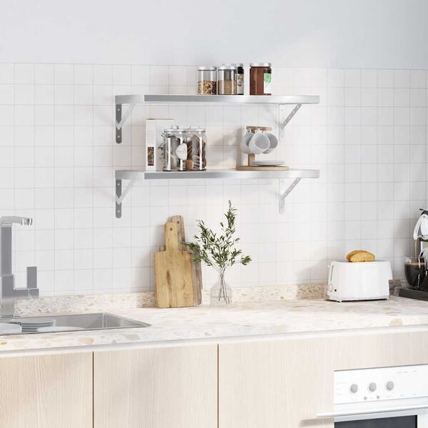 vidaXL Vegghyller 2 stk 75x30 cm s&oslash;lv rustfritt st&aring;l