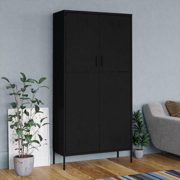 vidaXL Garderobe svart 90x50x180 cm st&aring;l