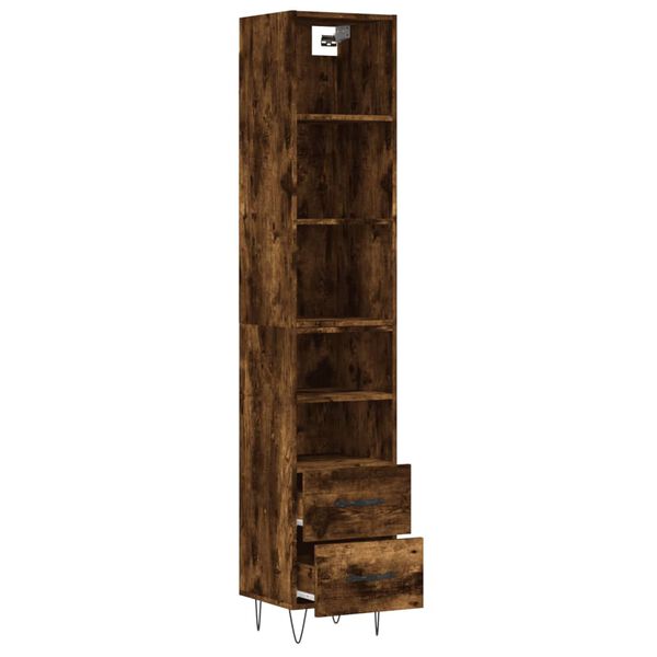 vidaXL Highboard r&oslash;kt eik 34,5x34x180 cm konstruert tre