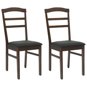vidaXL Spisestuestol 2 stk. Solid Gummitre Lys Brun og Svart