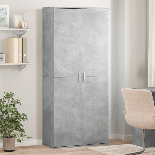 vidaXL Highboard betonggr&aring; 80x35x180 cm konstruert tre