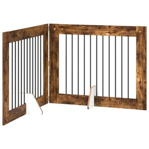 vidaXL Foldbar hundegitter med stativer 2 pcs R&oslash;kt Eik 200,5 cm