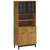 vidaXL Highboard med glassd&oslash;rer FLAM 80x40x180 cm heltre furu