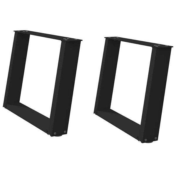 vidaXL Salongbordben U-formet 2 stk svart 70 x (42-43) cm st&aring;l