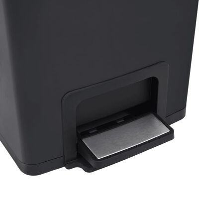 vidaXL Søppelkasse pedal anti-fingeravtrykk 30L svart rustfritt stål