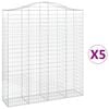 vidaXL Gabionkurver buede 5 stk 200x50x220/240 cm galvanisert jern