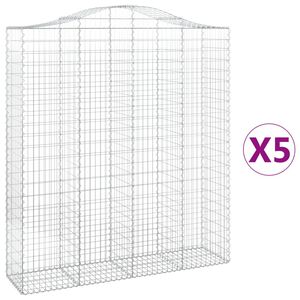 vidaXL Gabionkurver buede 5 stk 200x50x220/240 cm galvanisert jern