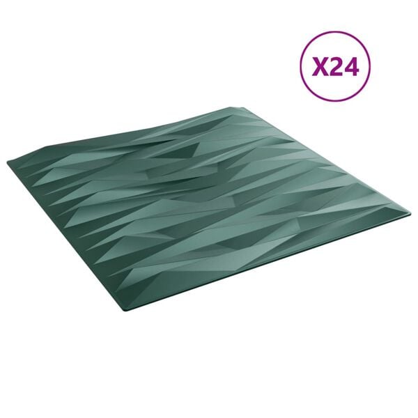 vidaXL Veggpaneler 24 stk gr&oslash;nn 50x50 cm XPS 6 m&sup2; stein