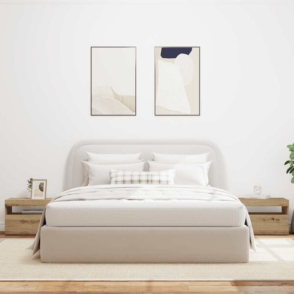 vidaXL Nattbord med LED-lys artisan eik 60x35x40 cm konstruert tre