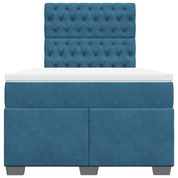 vidaXL Seng med madrass boksfj&aelig;r bl&aring; 120x190 cm fl&oslash;yel