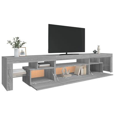 vidaXL TV-benk med LED-lys grå sonoma 215x36,5x40 cm