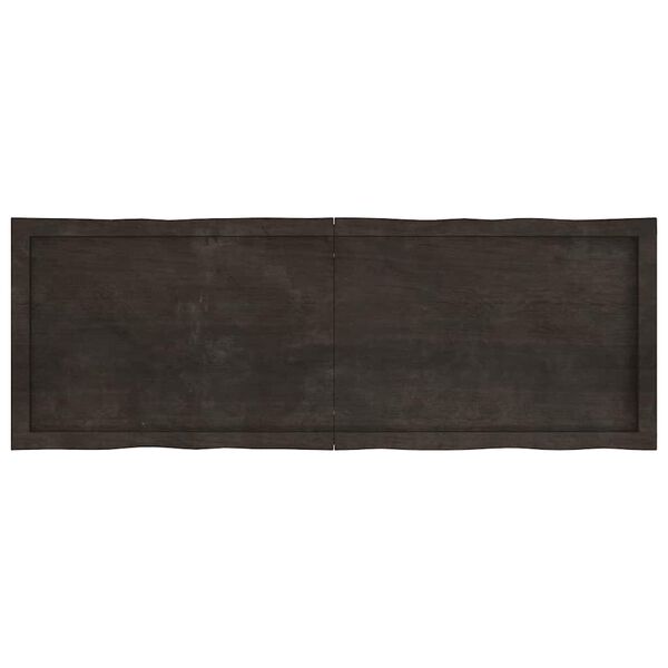 vidaXL Bordplate m&oslash;rkegr&aring; 140x50x6 cm behandlet eik naturlig kant