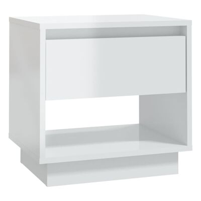vidaXL Nattbord høyglas hvit 45x34x44 cm sponplate