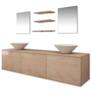 vidaXL Servant og baderomsm&oslash;bler 8 deler beige